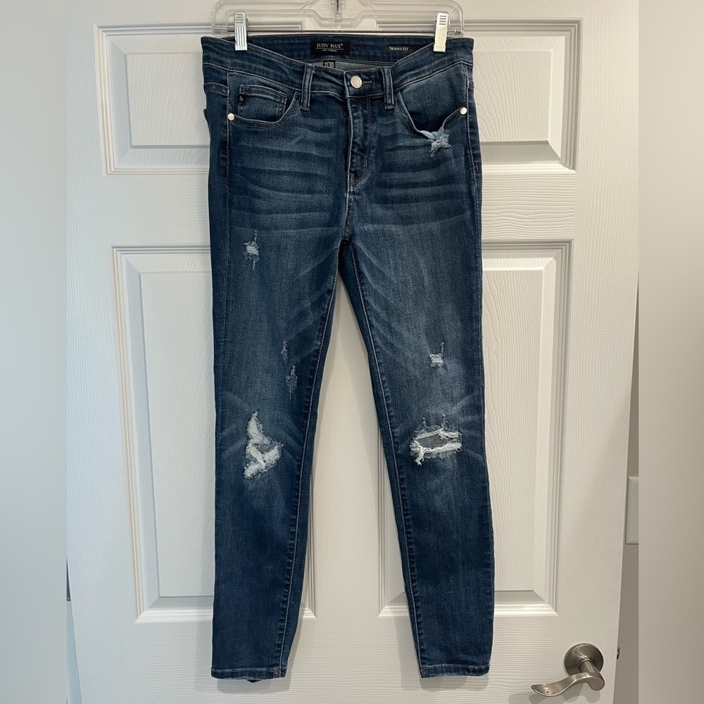 Judy Blue Medium Wash Distressed Jeans Women’s 11/30 High Waist Skinny